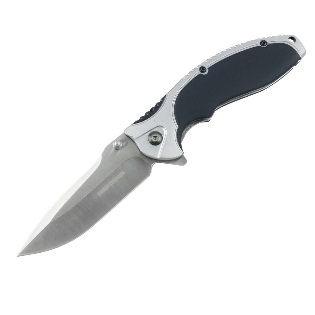 Hunt-Down 8.5 in. Stainless Steel Blade Rubber Handle Spring Assisted Folding Knife