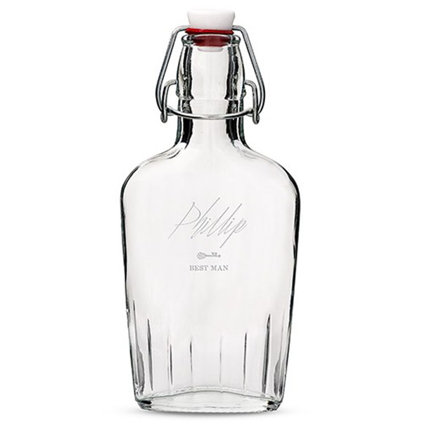 Personalized Clear Glass Hip Flask Key Etching