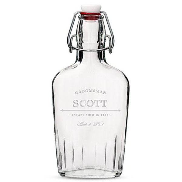 Personalized Clear Glass Flask For Groomsmen