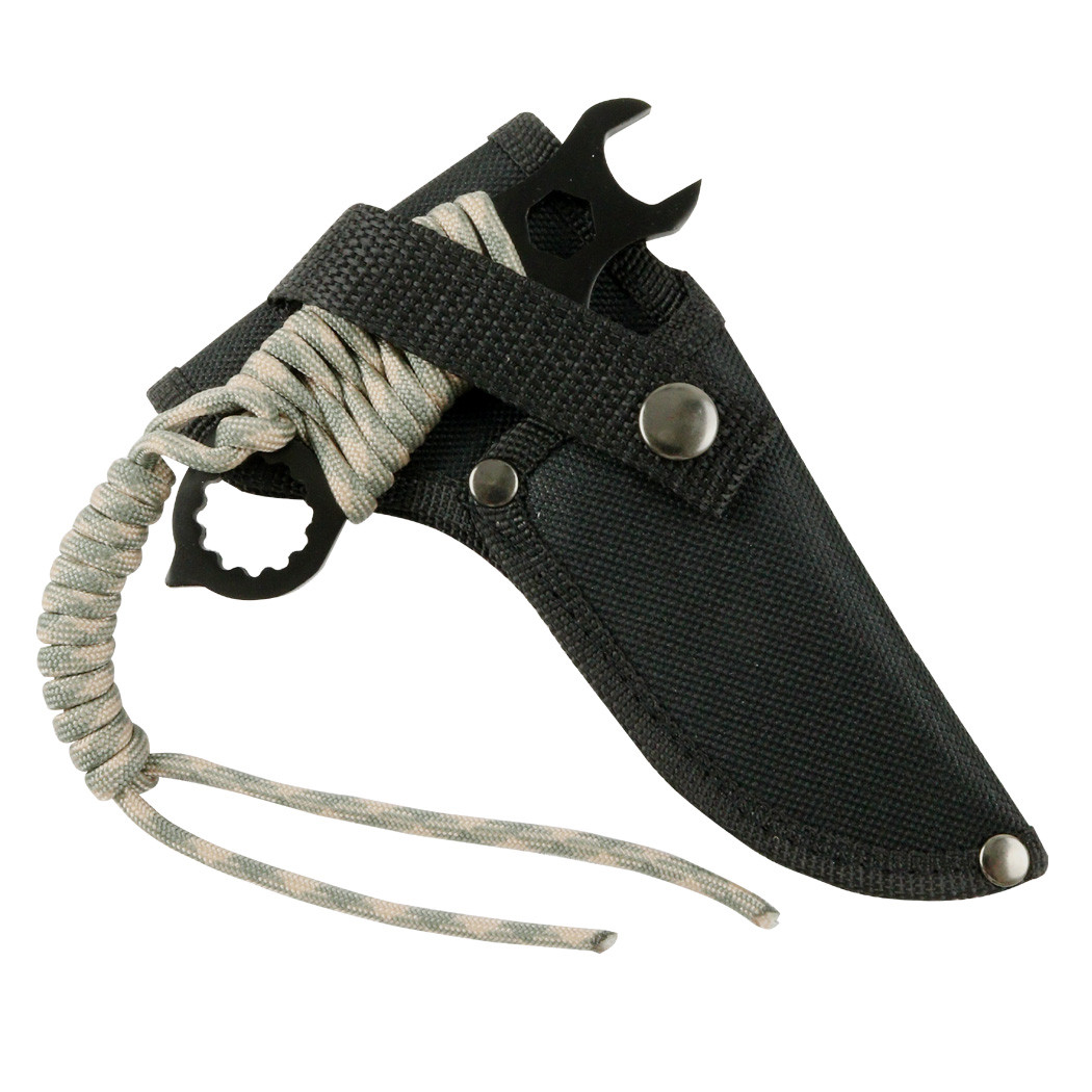 Hunt-Down 5 in. Stainless Steel Blade Black All Around Survival Knife with Sheath