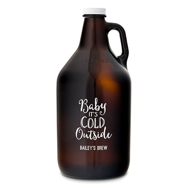Personalized Glass Beer Growler - Baby It's Cold Outside Printing