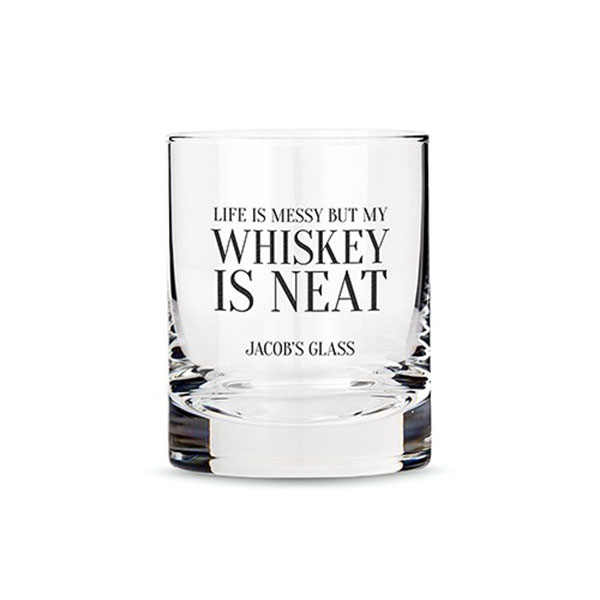 Personalized Whiskey Glasses With Whiskey Is Neat Print