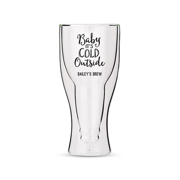 Personalized Double Walled Beer Glass Baby It's Cold Outside Printing