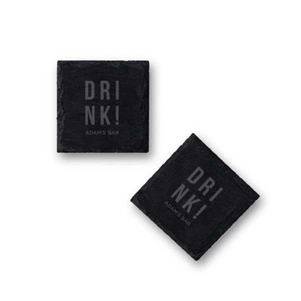 Set Of Square Slate Coasters - Drink! Etching