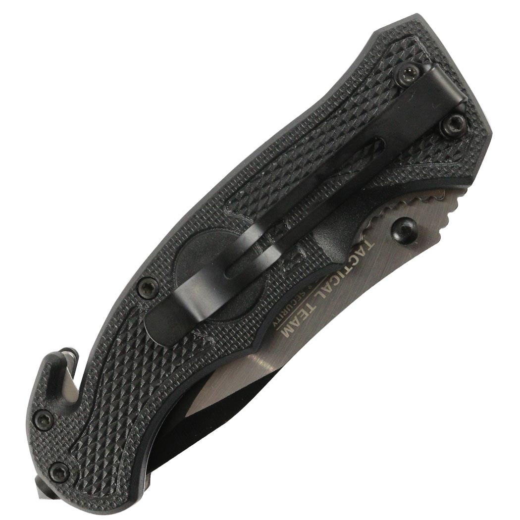 Hunt-Down 8 in. Grey & Black Folding Tactical Knife Spring Assisted Stainless 3CR13 Steel