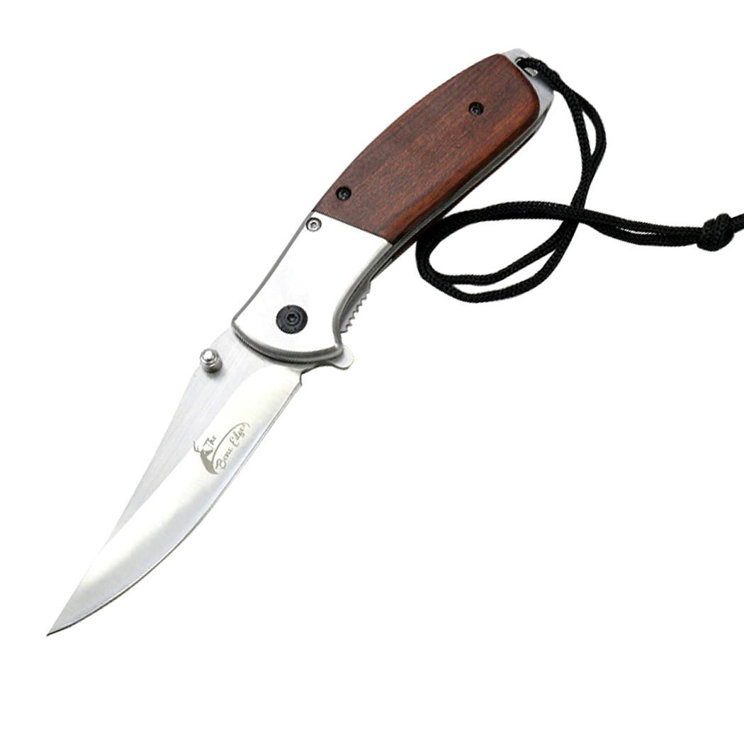 8 in. TheBoneEdge Steel Blade Spring Assisted Folding Knife Wooden Dark shade Handle