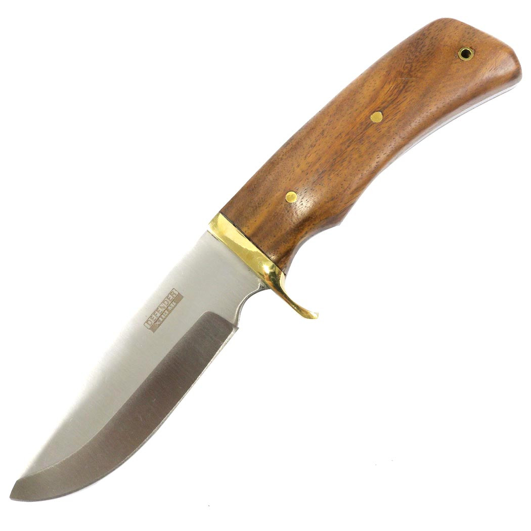 9.5 in. Defender Xtreme Full Tang Hunting Knife with Real Wood Handle and Leather Sheath