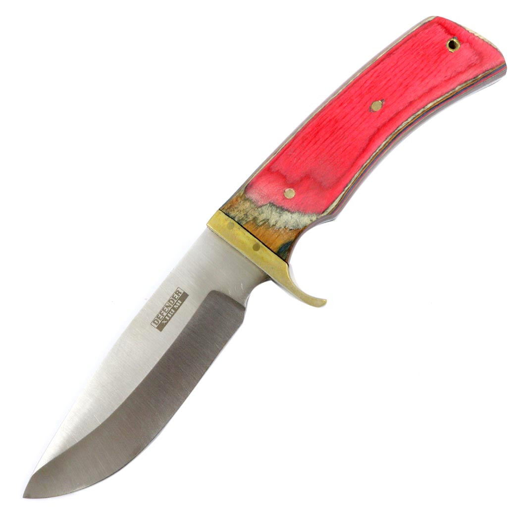 9.5 in. Defender Xtreme Full Tang Hunting Knife Multi Color Handle and Leather Sheath