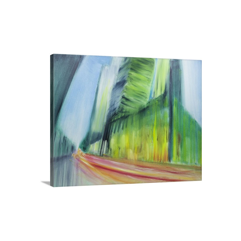 Abstract Painting Of Urban Street Scene Wall Art - Canvas - Gallery Wrap