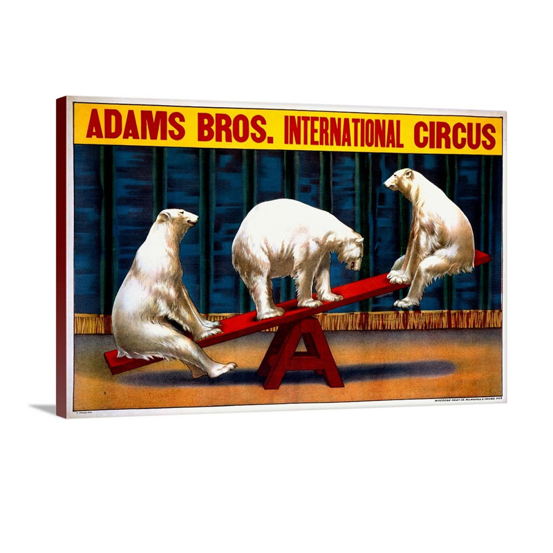 Adams Bros International Circus Vintage Poster Wall Art - Canvas - Gallery Wrap