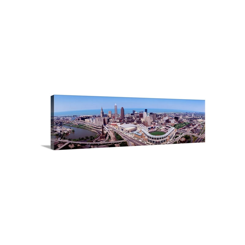 Aerial Jacobs Field Cleveland OH Wall Art - Canvas - Gallery wrap