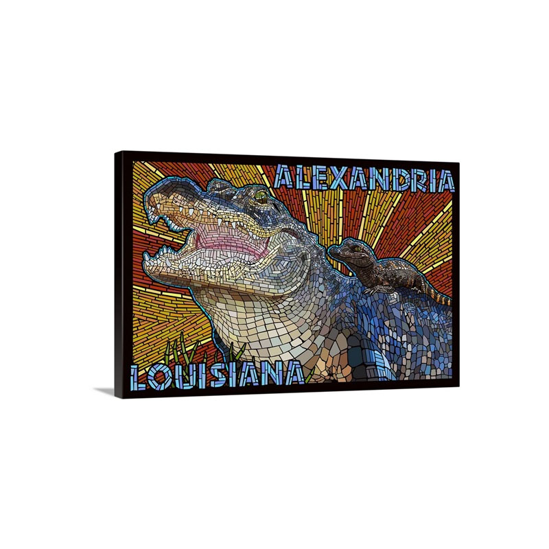 Alexandria Louisiana Alligator Mosaic Wall Art - Canvas - Gallery Wrap