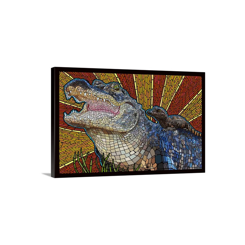 Alligator Paper Mosaic Retro Poster Art Wall Art - Canvas - Gallery Wrap