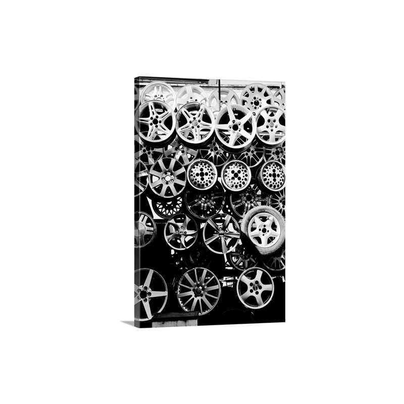 Aluminium And Steel Car Wheels At Auto Repair Shop Wall Art - Canvas - Gallery Wrap