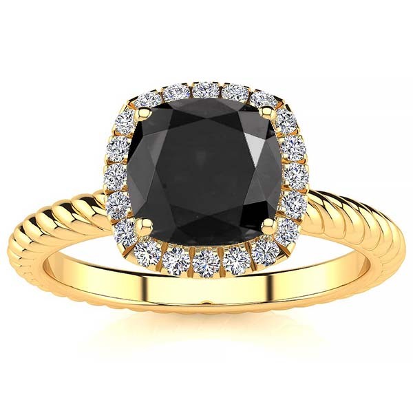 Alyssa Black Diamond Ring - Yellow Gold