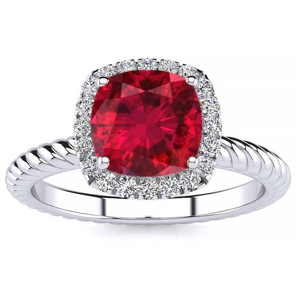 Alyssa Ruby Ring - White Gold