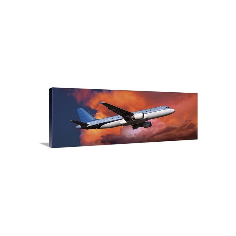 An Airplane In Flight Wall Art - Canvas - Gallery Wrap