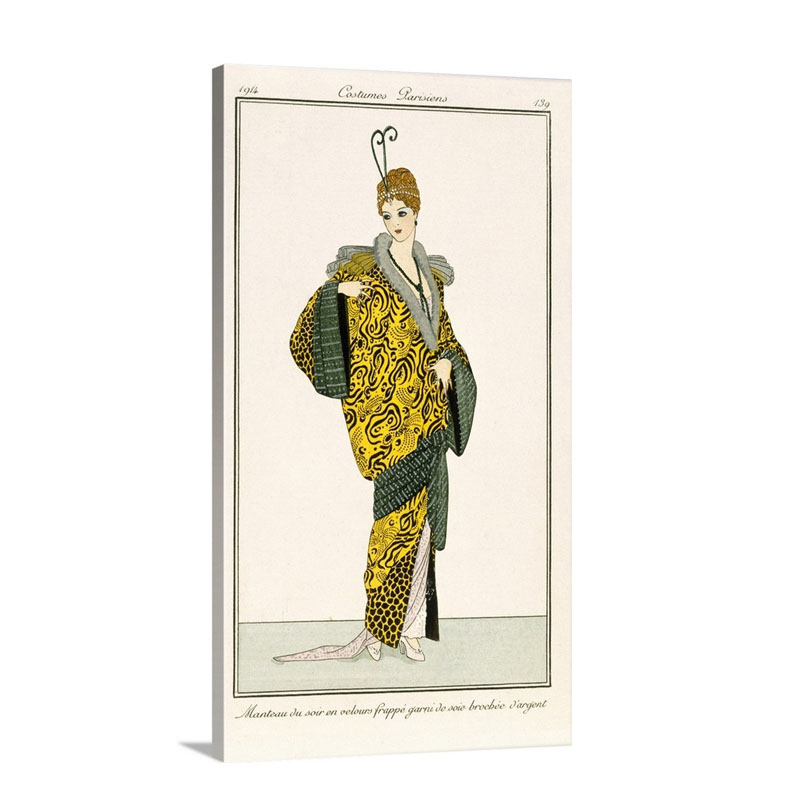 An Evening Silk Coat With Silver Threads Fashion Plate From Costume Parisien 1814 Wall Art - Canvas - Gallery Wrap