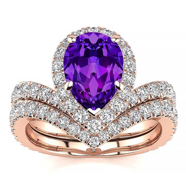 Anna Amethyst Ring - Rose Gold