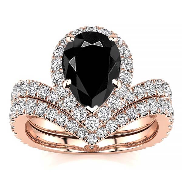 Anna Black Diamond Ring - Rose Gold
