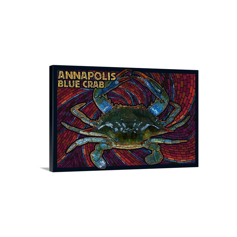 Annapolis Maryland Blue Crab Mosaic Wall Art - Canvas - Gallery Wrap