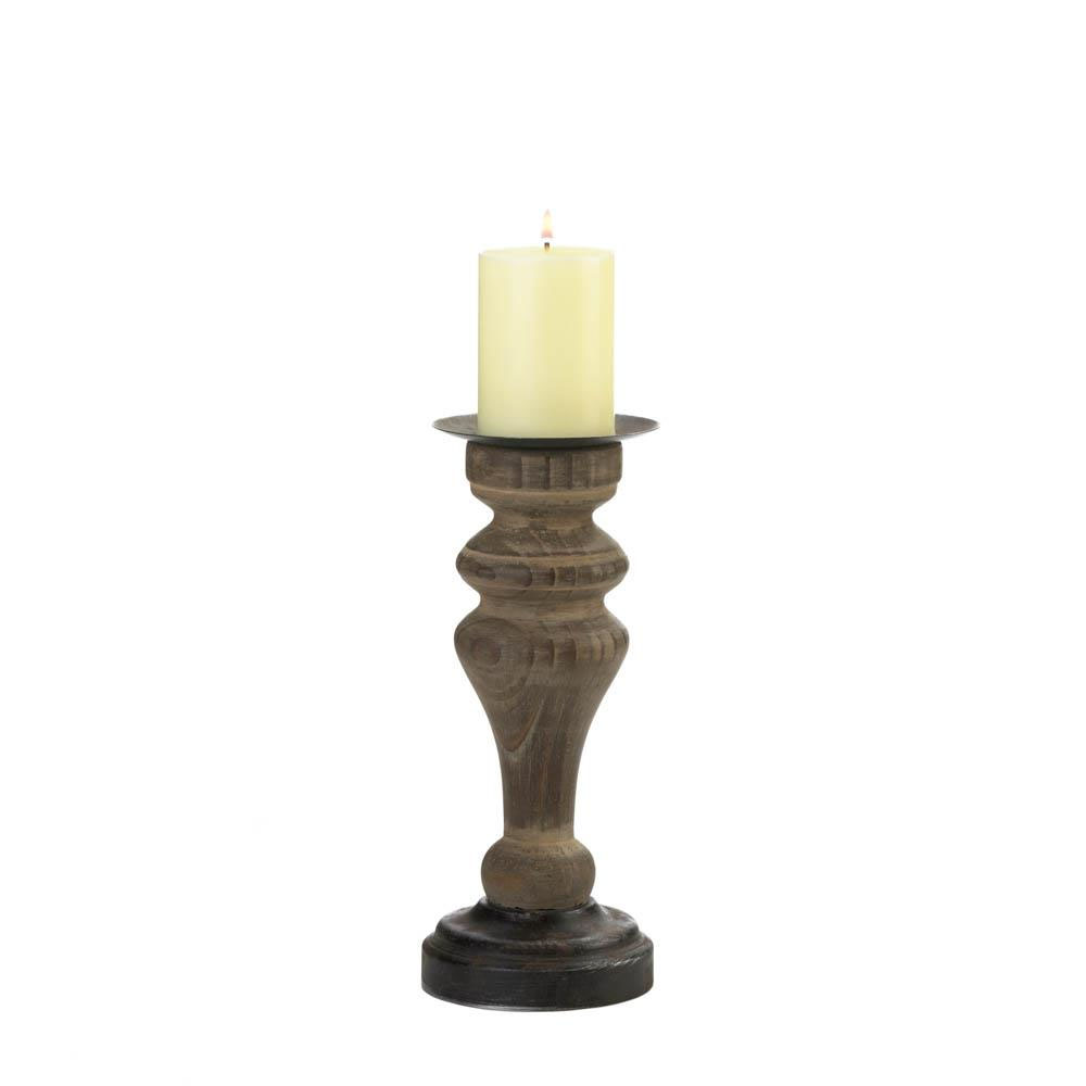 Antique Style Wooden Column Candle Holder