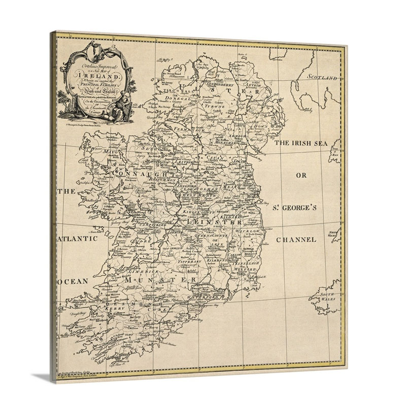 Antique Map Of Ireland Ca 1795 Wall Art - Canvas - Gallery Wrap