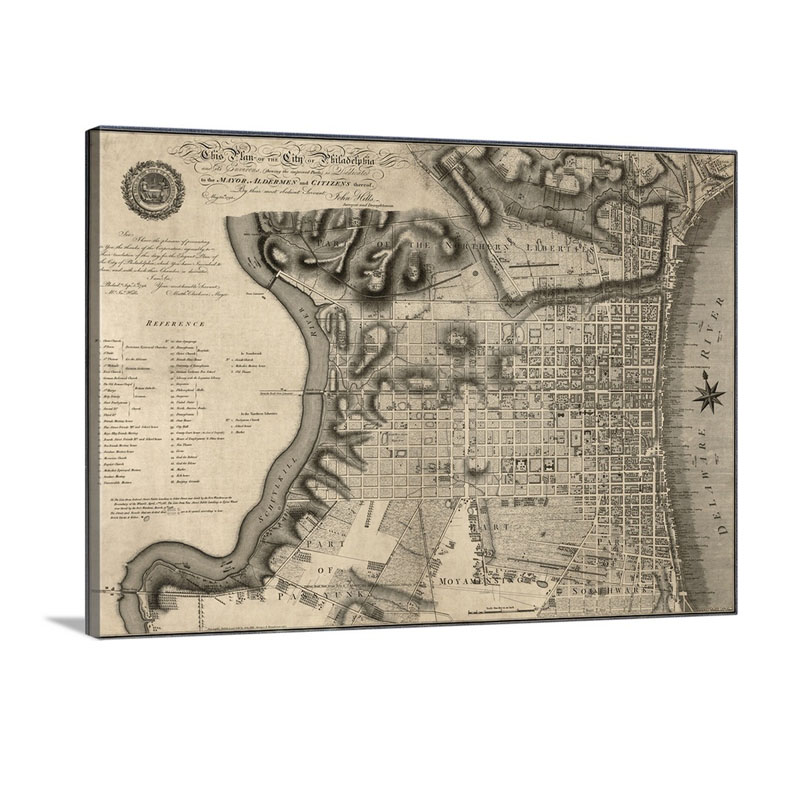 Antique Map Of Philadelphia 1797 Wall Art - Canvas - Gallery Wrap