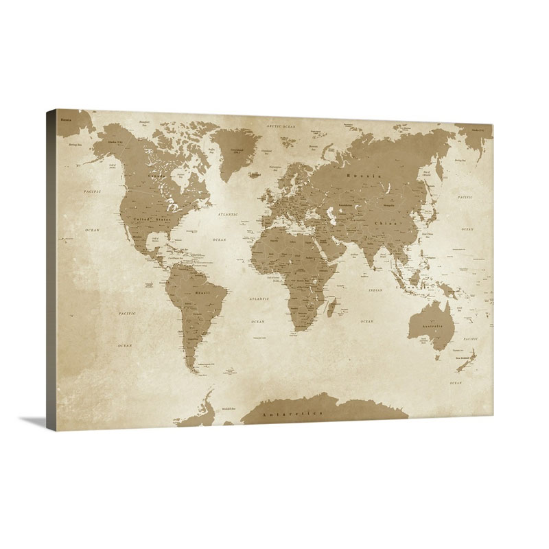 Antique Style World Map Wall Art - Canvas - Gallery Wrap