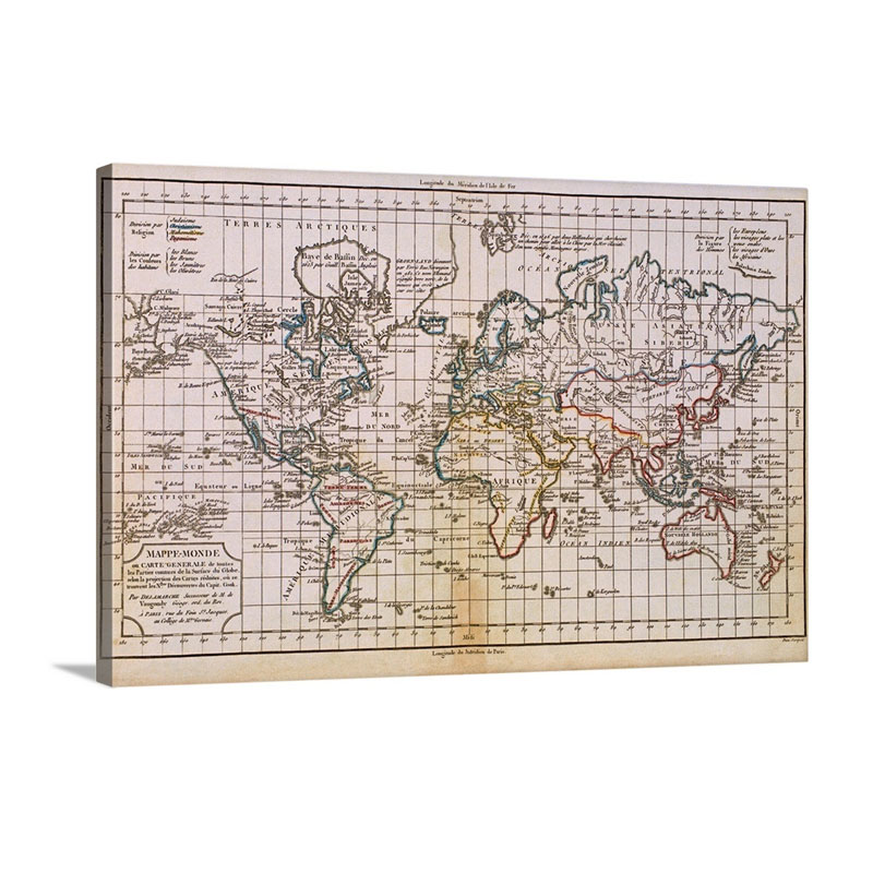 Antique Map Of The World Wall Art - Canvas - Gallery Wrap
