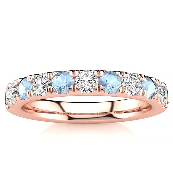 3.2MM Aquamarine Diamond Ring - Rose Gold