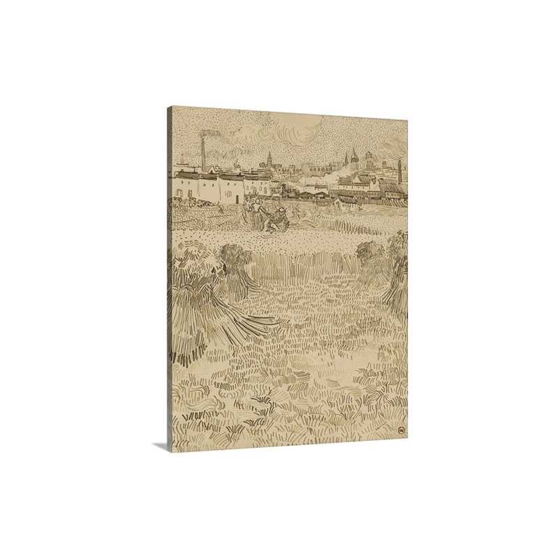 Arles View From The Wheatfields By Vincent Van Gogh 1888 Dutch Drawing Wall Art - Canvas - Gallery Wrap