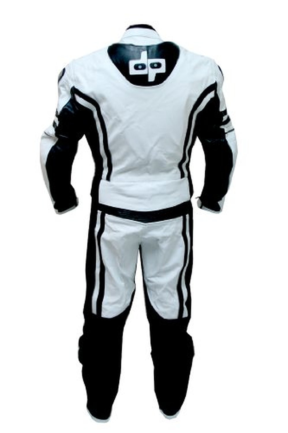 2 pc Perrini Ghost Motorcycle Racing Leather Suit With Metal Waist Zipper