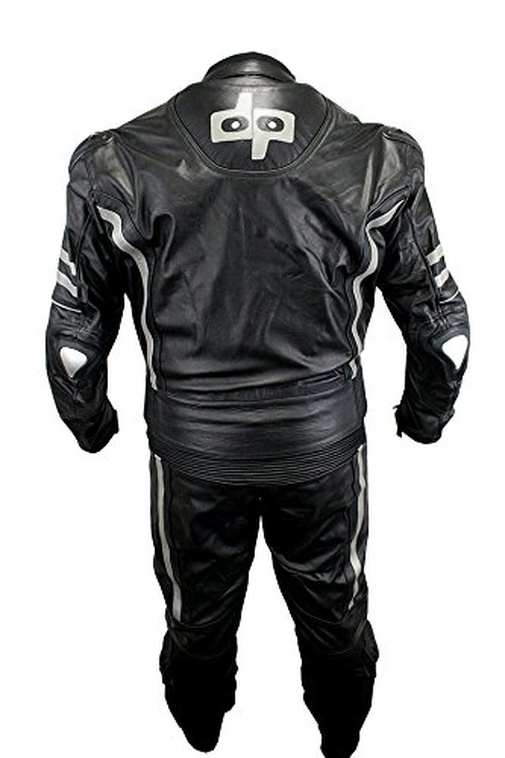 2 Piece Perrini Ghost II Motorcycle Racing Leather Suit with Metal Waist Zipper