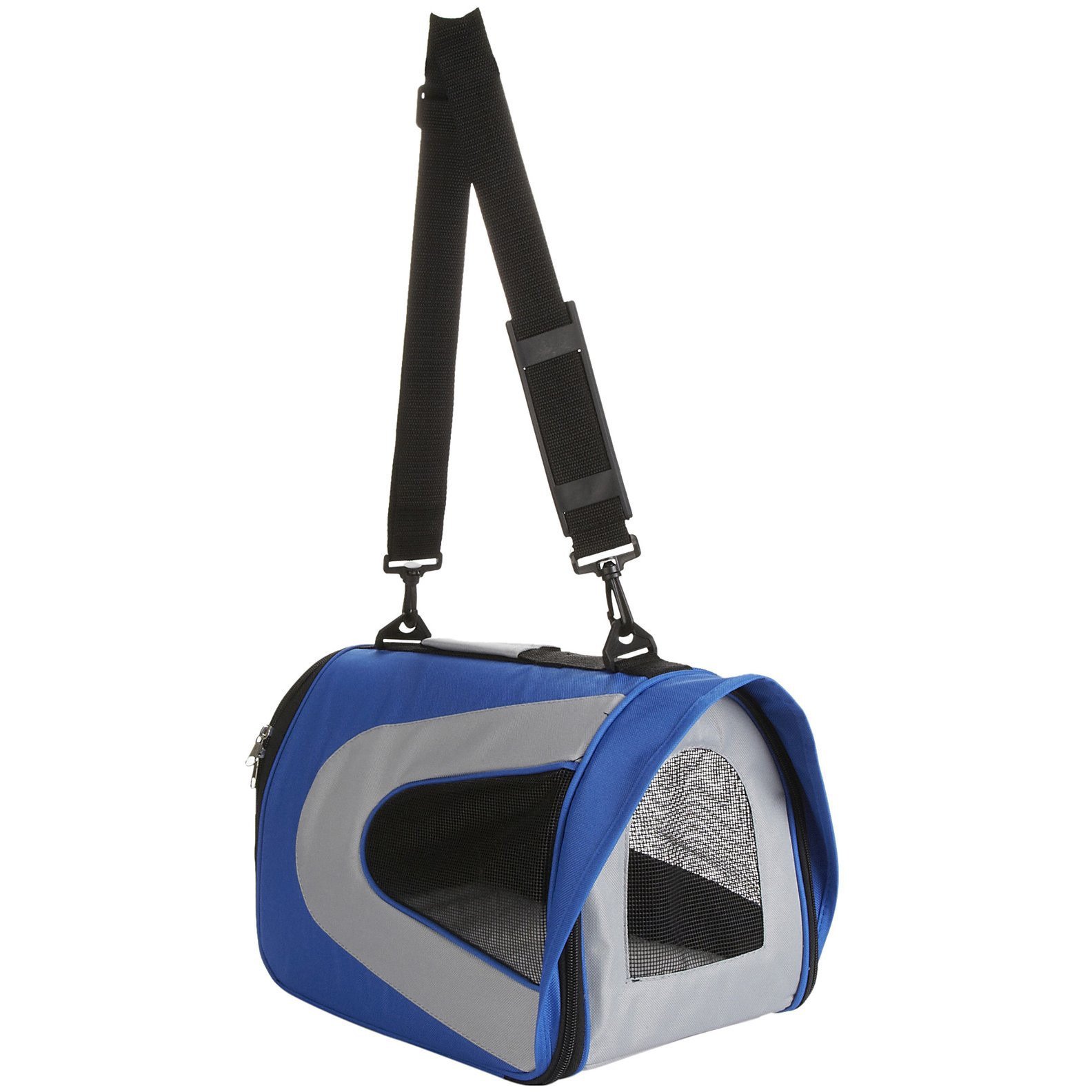Airline Approved Folding Zippered Sporty Mesh Pet Carrier - Blue