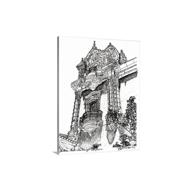 Balboa Park Architecture Drawing Wall Art - Canvas - Gallery Wrap