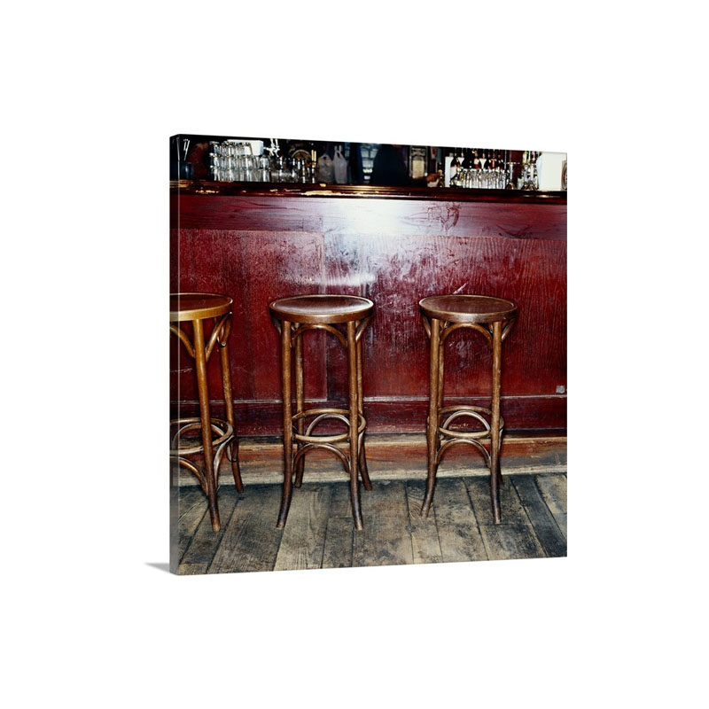 Bar Stools In Pub Wall Art - Canvas - Gallery Wrap