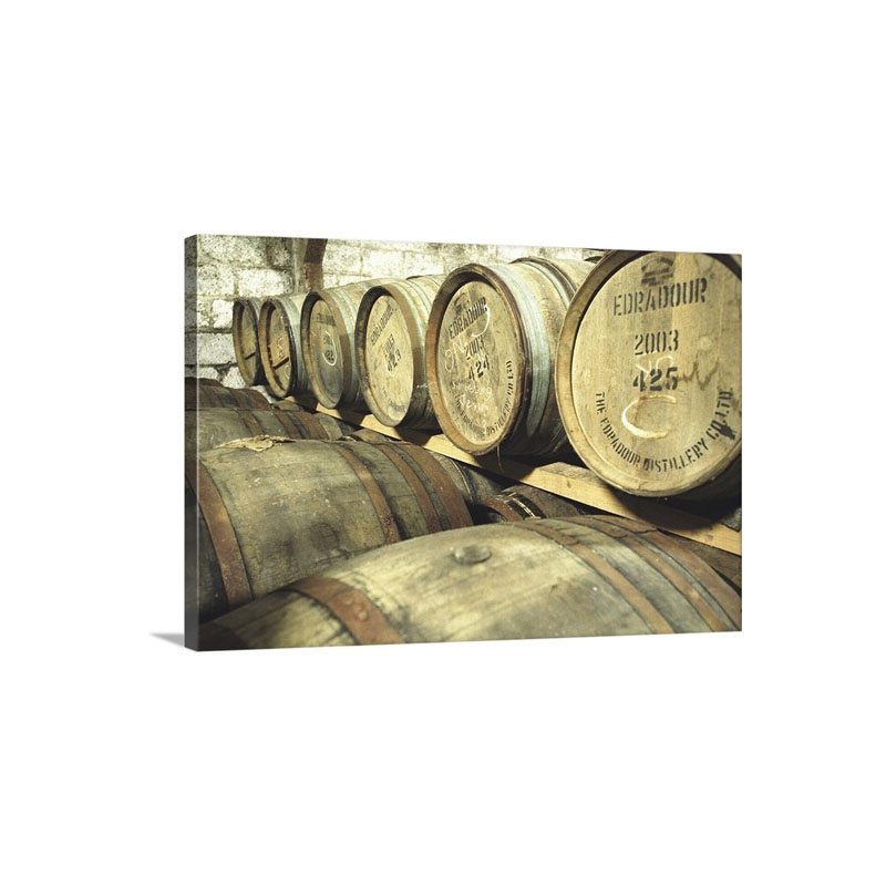 Barrels In The Edradour Distillery Whiskey Store Pitlochry Perthshire Scotland Wall Art - Canvas - Gallery Wrap