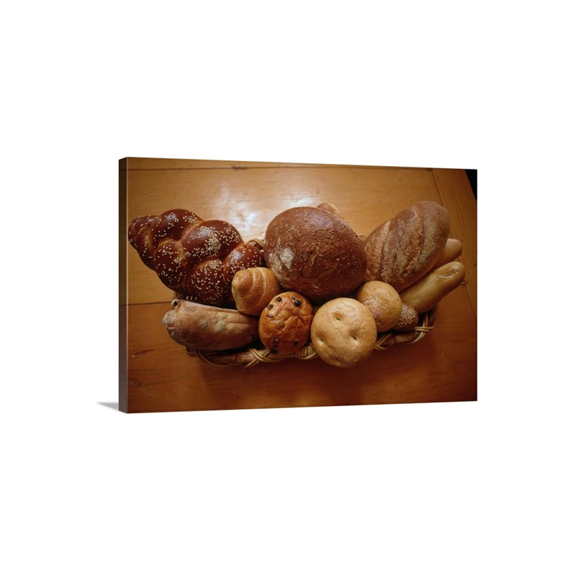 Basket Of Fresh Baked Breads Wall Art - Canvas - Gallery Wrap