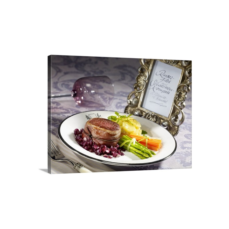 Beef Filet With Shallot Compote And Bunch Of Vegetables Wall Art - Canvas - Gallery Wrap