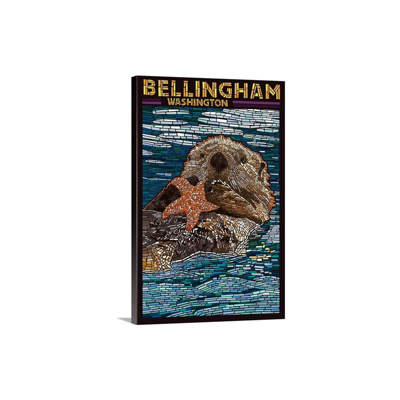 Bellingham Washington Sea Otter Mosaic Wall Art - Canvas - Gallery Wrap