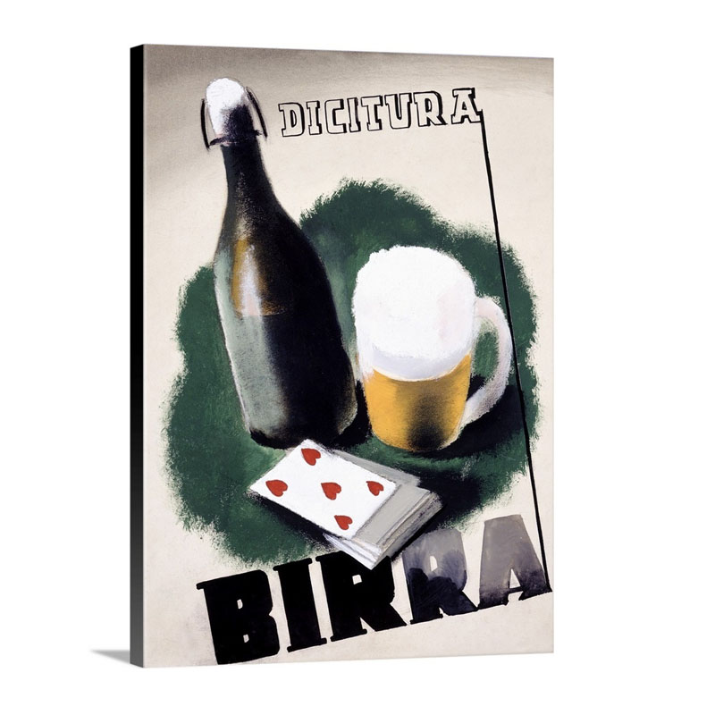 Birra Dicitura Vintage Poster Wall Art - Canvas - Gallery Wrap