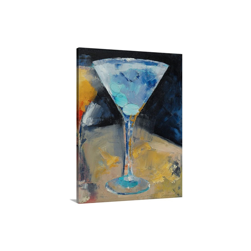 Blue Martini Painting Wall Art - Canvas - Gallery Wrap