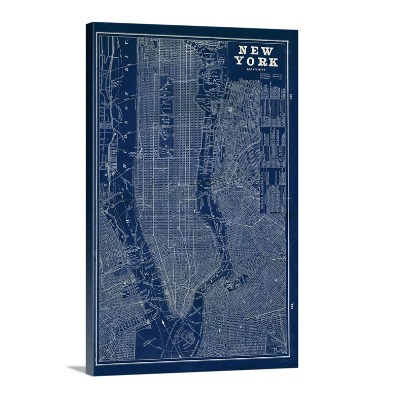 Blueprint Map New York Wall Art - Canvas - Gallery Wrap