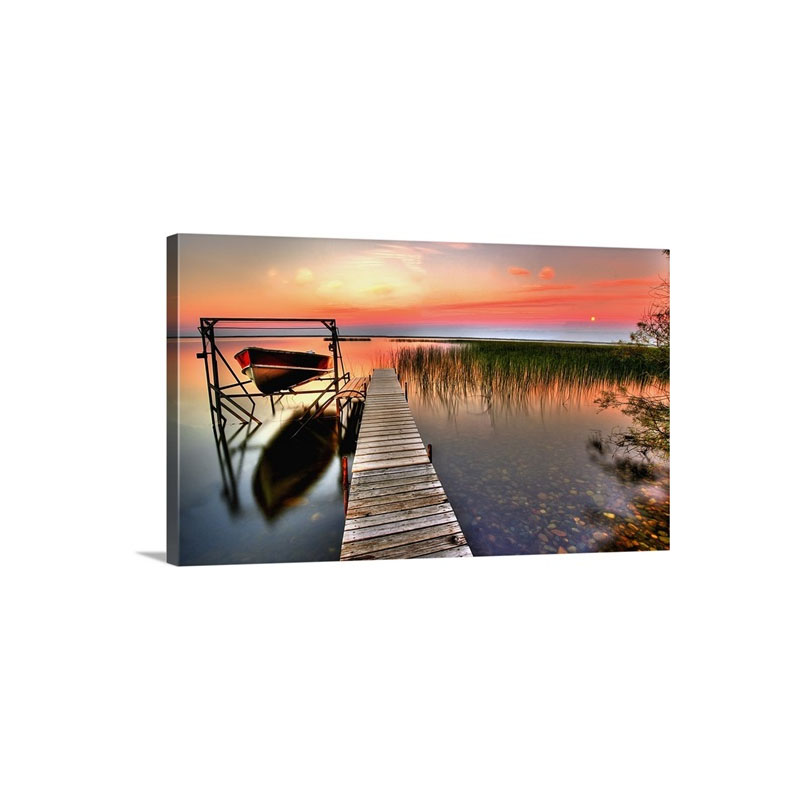 Boat On The Launch At The Dock Wall Art - Canvas - Gallery Wrap