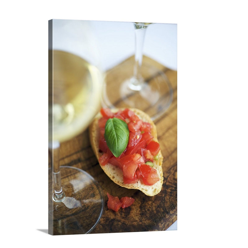 Bruschetta Tomatoes On Toast With Basil Italy Wall Art - Canvas - Gallery Wrap