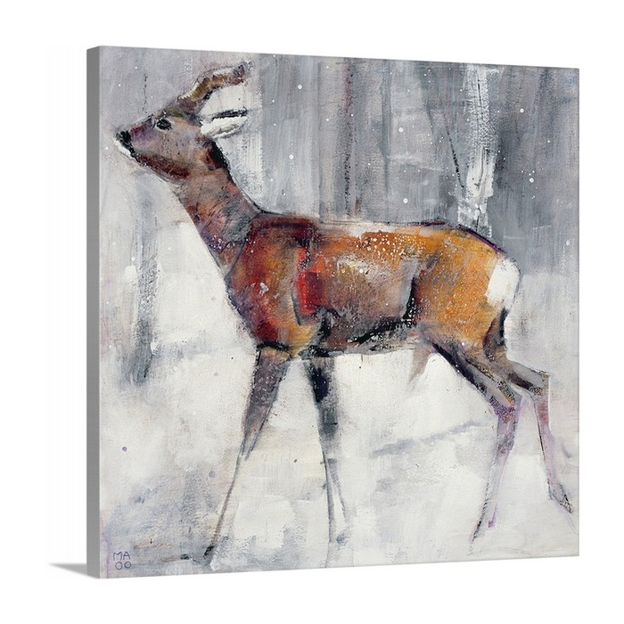 Buck In The snow 2000 Mixed Media On Paper