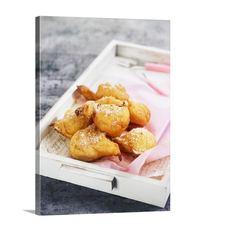 Bunuelos Doughnuts From Spain On A Wooden Tray Wall Art - Canvas - Gallery Wrap