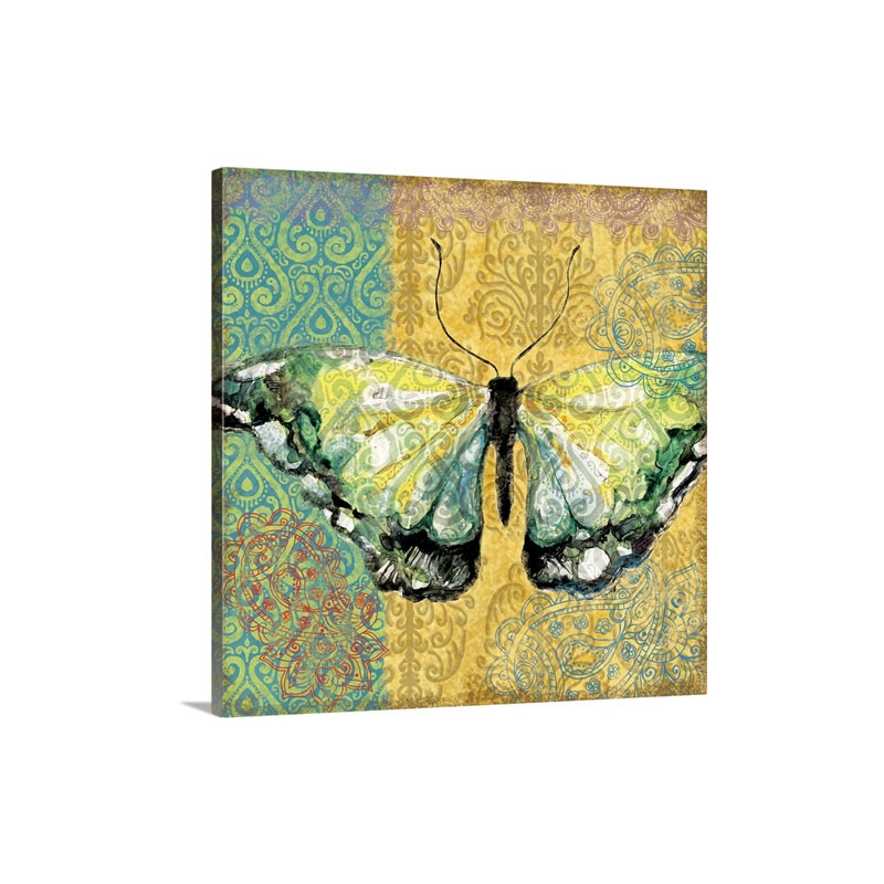 Butterfly Mosaic Yellow Wall Art - Canvas - Gallery Wrap