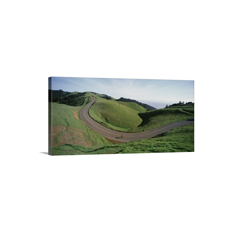 California Marin County Bolinas Ridge Person Cycling On The Road Wall Art - Canvas - Gallery Wrap